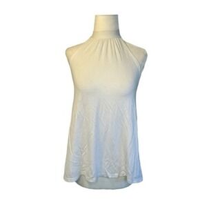 Jolie Halter‎ Top White Lightweight Knit Tie Neck Low Back S